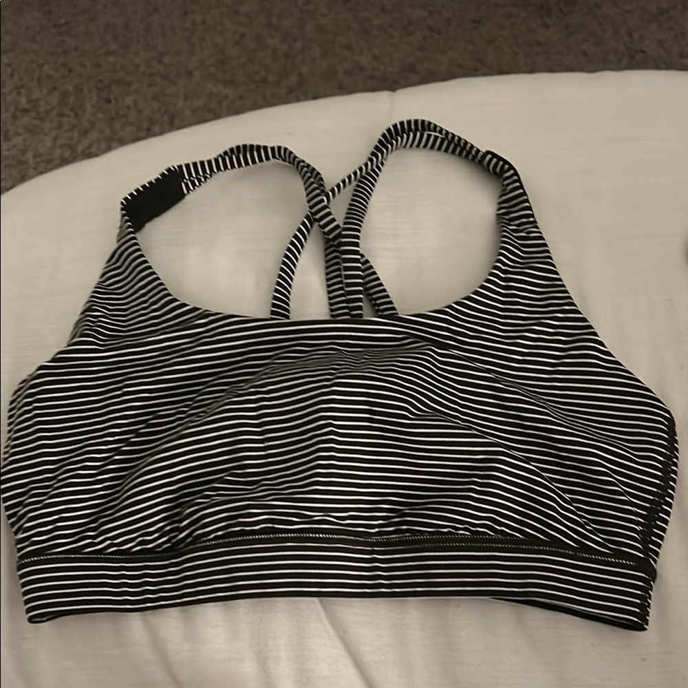 Lululemon Striped Dark Green and White Sports Bra-6